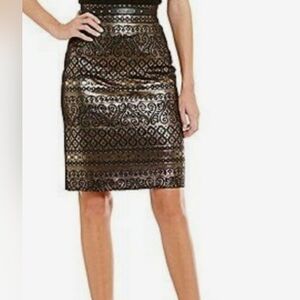 Antonio Melani Gold & Black Shimmer Pencil Skirt